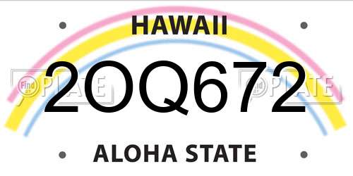 2OQ672 Hawaii License Plate