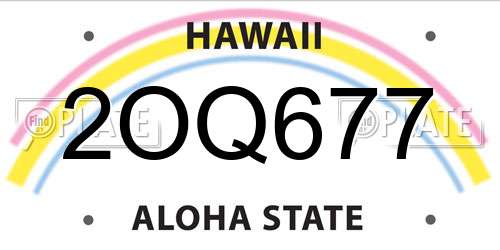 2OQ677 Hawaii License Plate