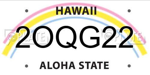 2OQG22 Hawaii License Plate