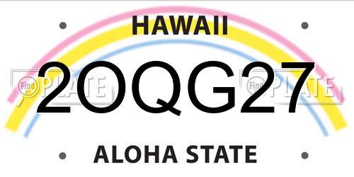 2OQG27 Hawaii License Plate