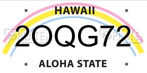 2OQG72 Hawaii License Plate