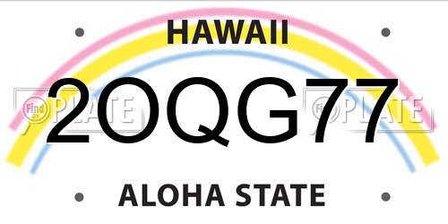 2OQG77 Hawaii License Plate
