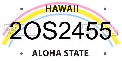2OS2455 Hawaii License Plate