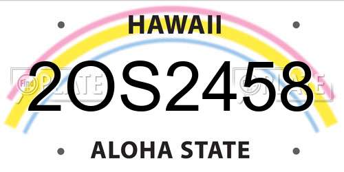2OS2458 Hawaii License Plate