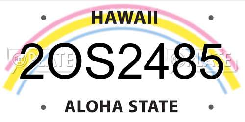 2OS2485 Hawaii License Plate