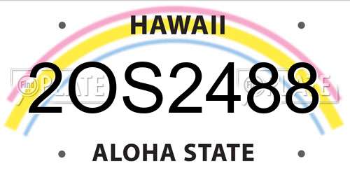 2OS2488 Hawaii License Plate