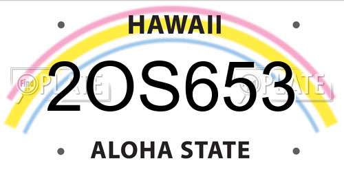 2OS653 Hawaii License Plate