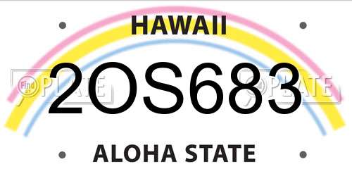 2OS683 Hawaii License Plate