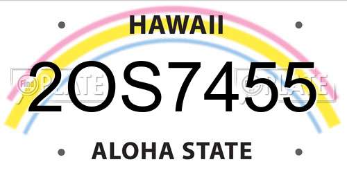 2OS7455 Hawaii License Plate
