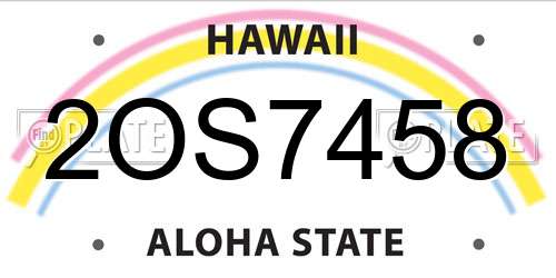 2OS7458 Hawaii License Plate