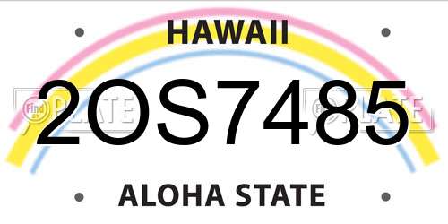 2OS7485 Hawaii License Plate
