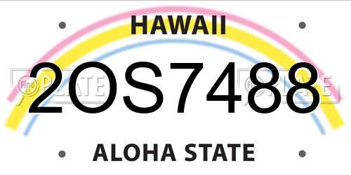 2OS7488 Hawaii License Plate