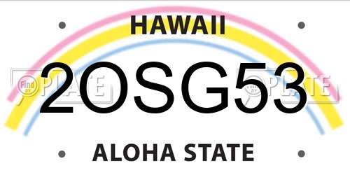 2OSG53 Hawaii License Plate