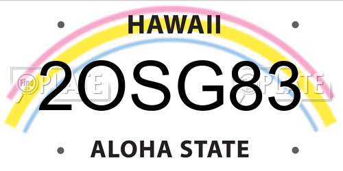 2OSG83 Hawaii License Plate
