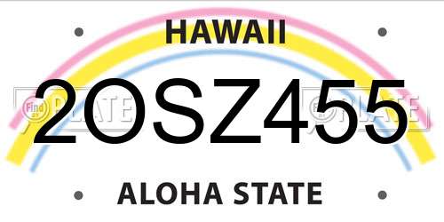2OSZ455 Hawaii License Plate