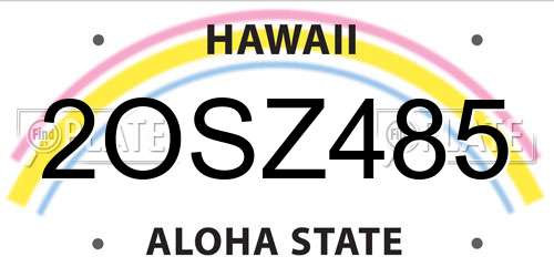 2OSZ485 Hawaii License Plate