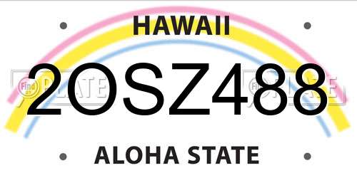 2OSZ488 Hawaii License Plate