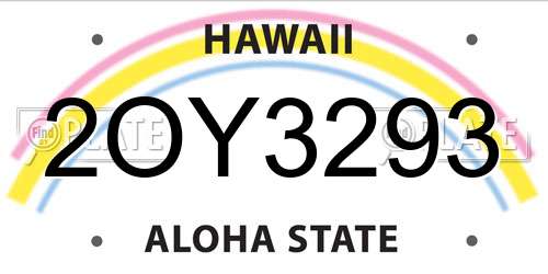 2OY3293 Hawaii License Plate