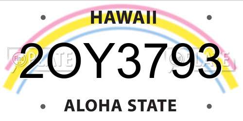 2OY3793 Hawaii License Plate