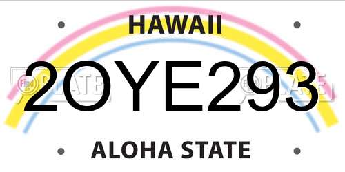 2OYE293 Hawaii License Plate