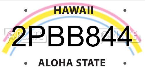 2PBB844 Hawaii License Plate
