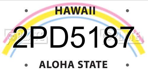 2PD5187 Hawaii License Plate