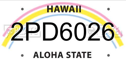 2PD6026 Hawaii License Plate
