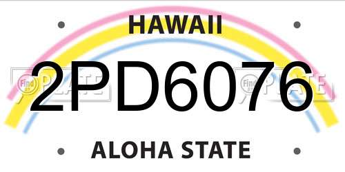 2PD6076 Hawaii License Plate