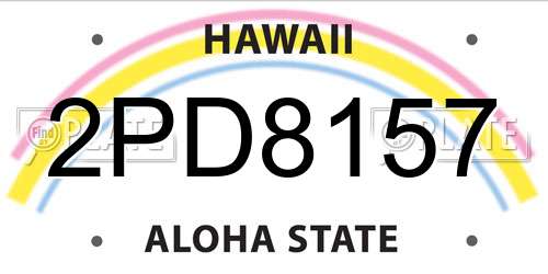 2PD8157 Hawaii License Plate