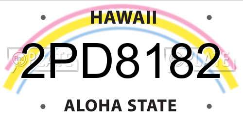 2PD8182 Hawaii License Plate