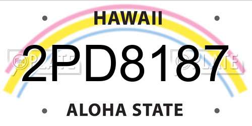 2PD8187 Hawaii License Plate