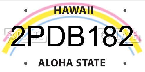 2PDB182 Hawaii License Plate