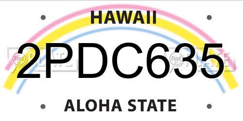 2PDC635 Hawaii License Plate
