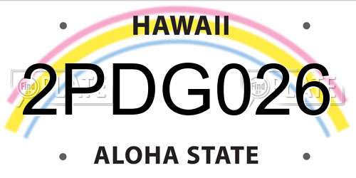 2PDG026 Hawaii License Plate