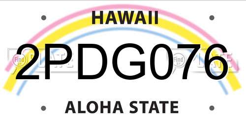 2PDG076 Hawaii License Plate