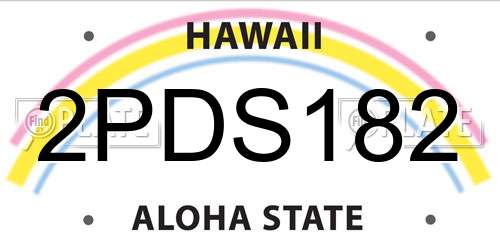 2PDS182 Hawaii License Plate