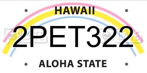 2PET322 Hawaii License Plate