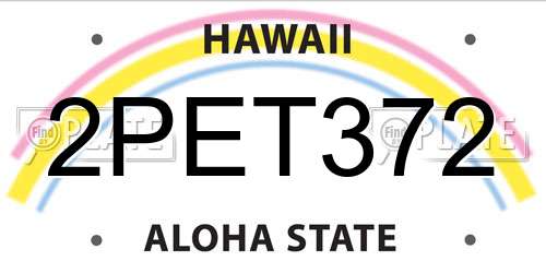 2PET372 Hawaii License Plate