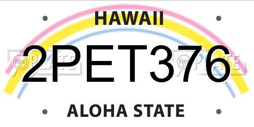 2PET376 Hawaii License Plate