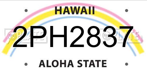 2PH2837 Hawaii License Plate