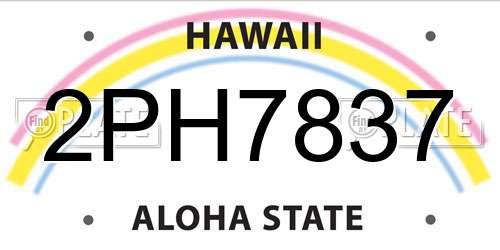 2PH7837 Hawaii License Plate