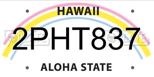2PHT837 Hawaii License Plate