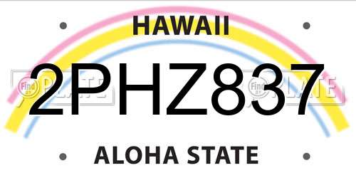 2PHZ837 Hawaii License Plate