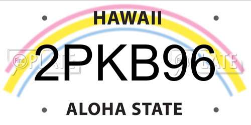 2PKB96 Hawaii License Plate