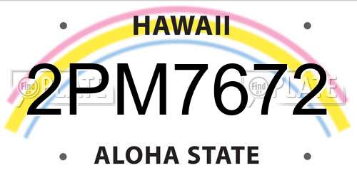 2PM7672 Hawaii License Plate