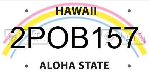 2POB157 Hawaii License Plate