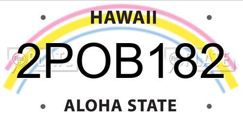 2POB182 Hawaii License Plate