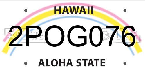 2POG076 Hawaii License Plate