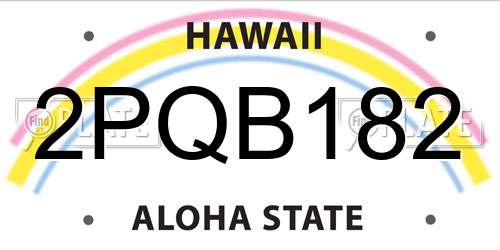 2PQB182 Hawaii License Plate