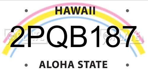 2PQB187 Hawaii License Plate